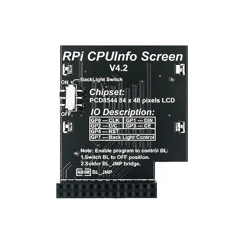 1/2/5/10/20 unidades CPU Info Tela LCD de 1,6 polegadas 84 * 48 com interruptor de luz de fundo adequado para Raspberry Pie 3B +