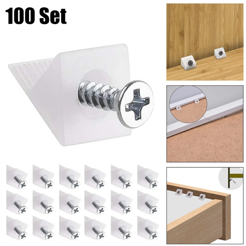 50/100pcs Drawer Wedges With Screws For Bottom Support Plastic Repair Cabinets,Bookshelves Angle Code Bracket Fastener Wedges