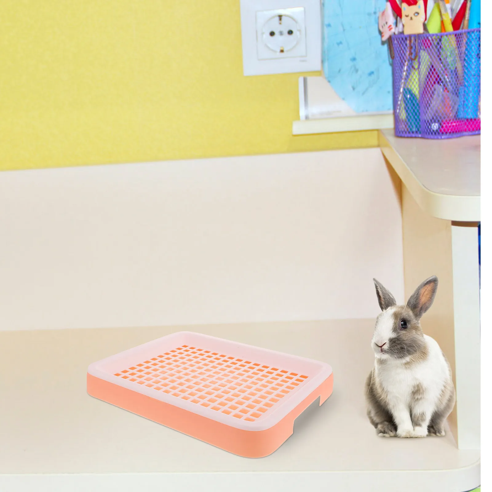 

Pet Cleaning Supplies Bunny Litter Box Pink Anti Flip Hamster Potty Rabbit Toilet Guinea Pig Fixed Lock Thick