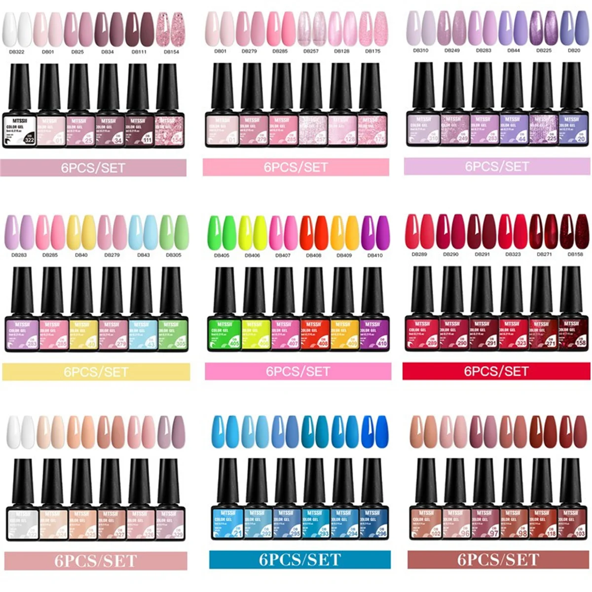 

6pcs Gel Nail Polish Set HEMA Free Colorful Semi Permanent Soak Off UV Gel Varnish Nail Art Decoration For Summer Nail Supplies