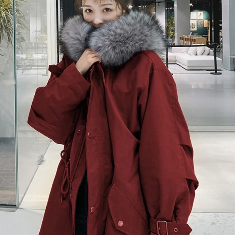 

A mid-length fleece thickened loose Kong-style workwear for women