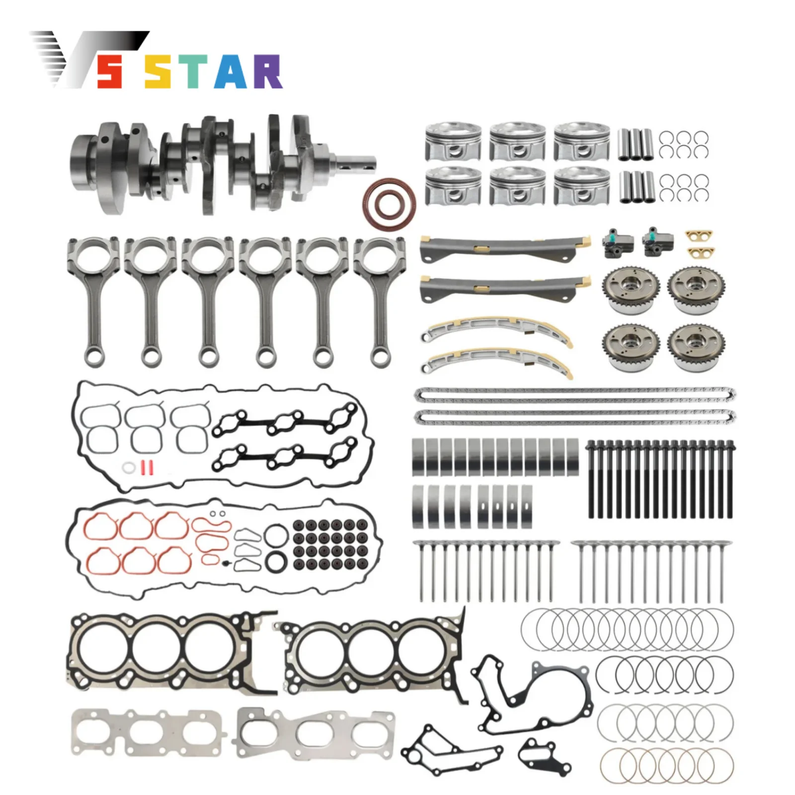 

21020-3C300 23040-3CGA0 23510-3CFA0 23510-3CFA1 Engine Rebuild Overhaul Kit For 2013-2019 Hyundai Santa Fe 3.3L
