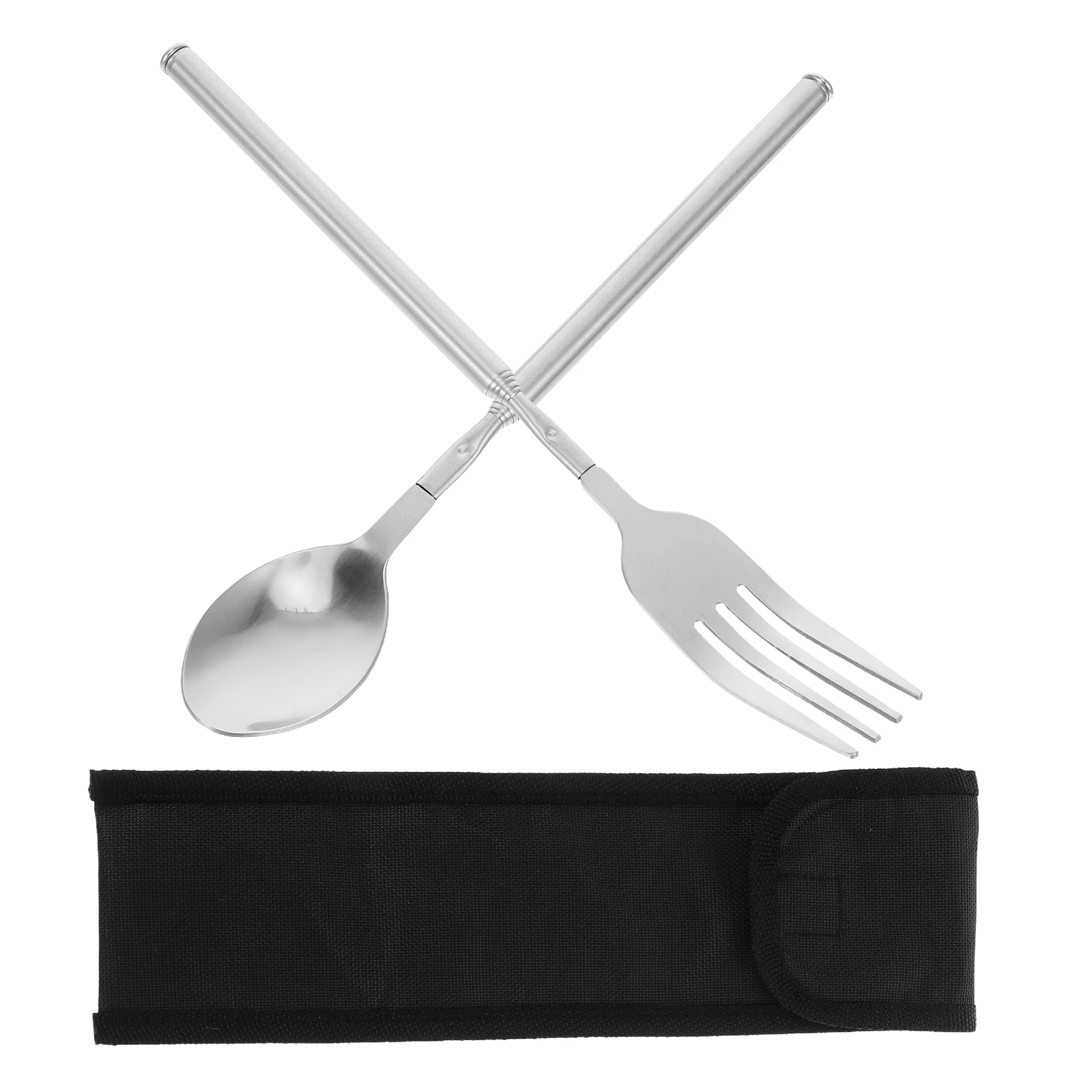 

Retractable Tableware Long Handle Fork Spoon Portable Camping Silverware Adjustable Extendable Dinner Bbq Utensils