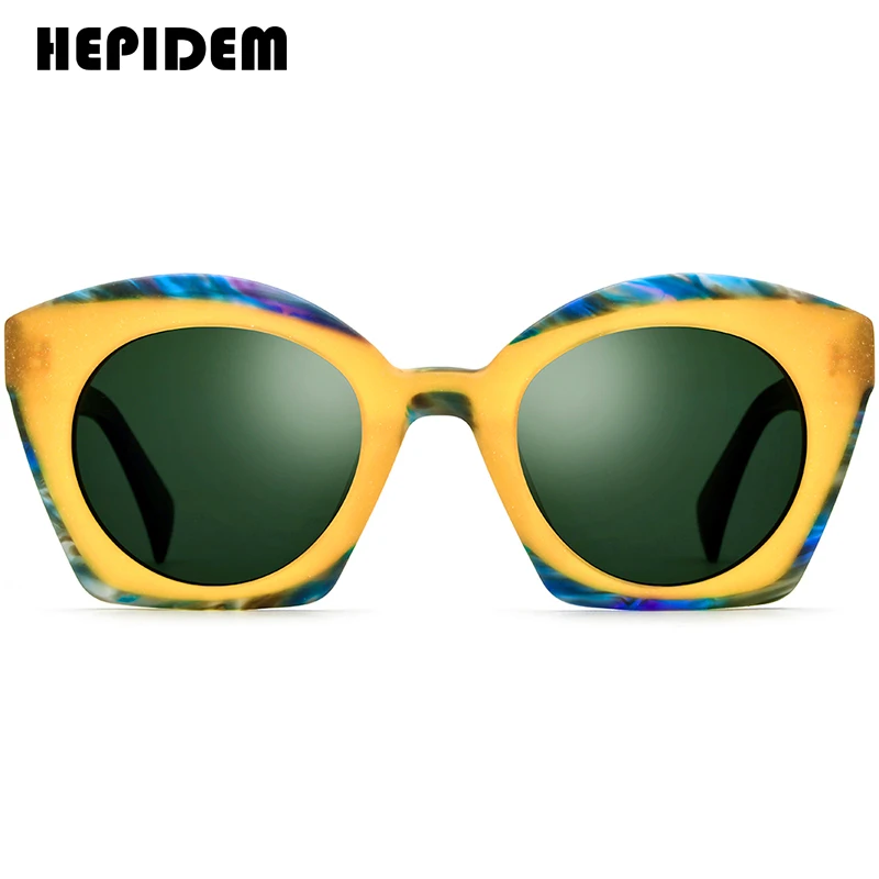 HEPIDEM Acetate Polarized Sunglasses Women New in Luxury Brand Designer Oversize Big Size Cateye Cat Eye Sun Glasses gm y2k 9388