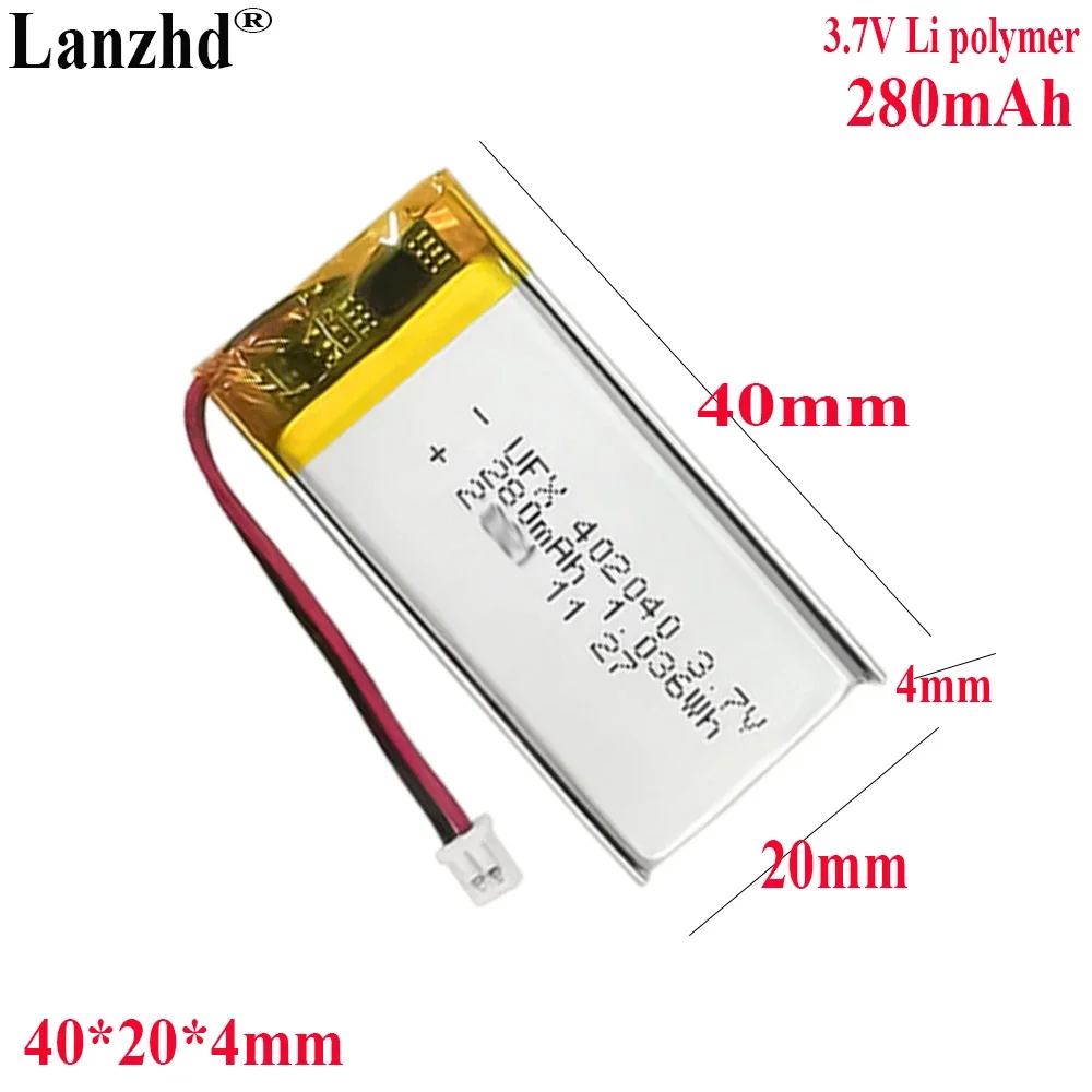 

3.7V Li Lithium Polymer Battery 280mah For Massager battery LED luminaire. Headlamp Medical device 402040