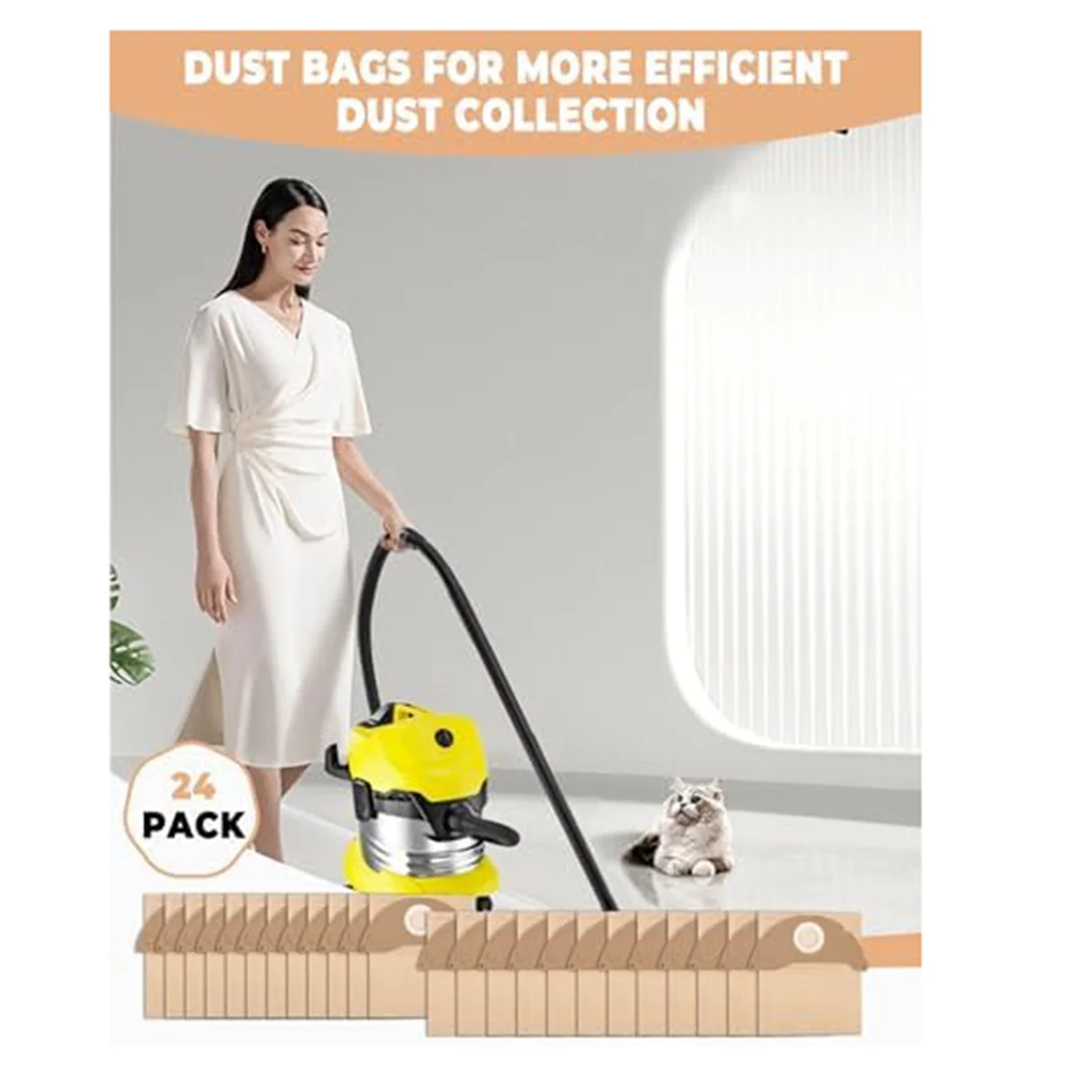 A07G-24 أكياس الورق بن أكياس مكنسة كهربائية 6.904-322.0 أكياس تصفية الورق أكياس المكنسة الكهربائية لـ WD2