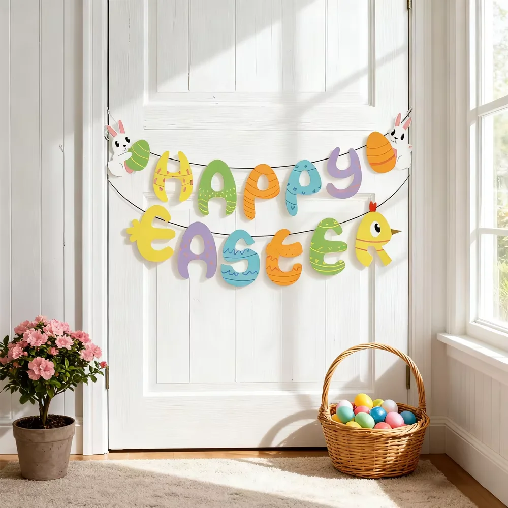 

PESENAR красочное подвесное украшение с Пасхой с узорами кролика и яйца для праздничного декора