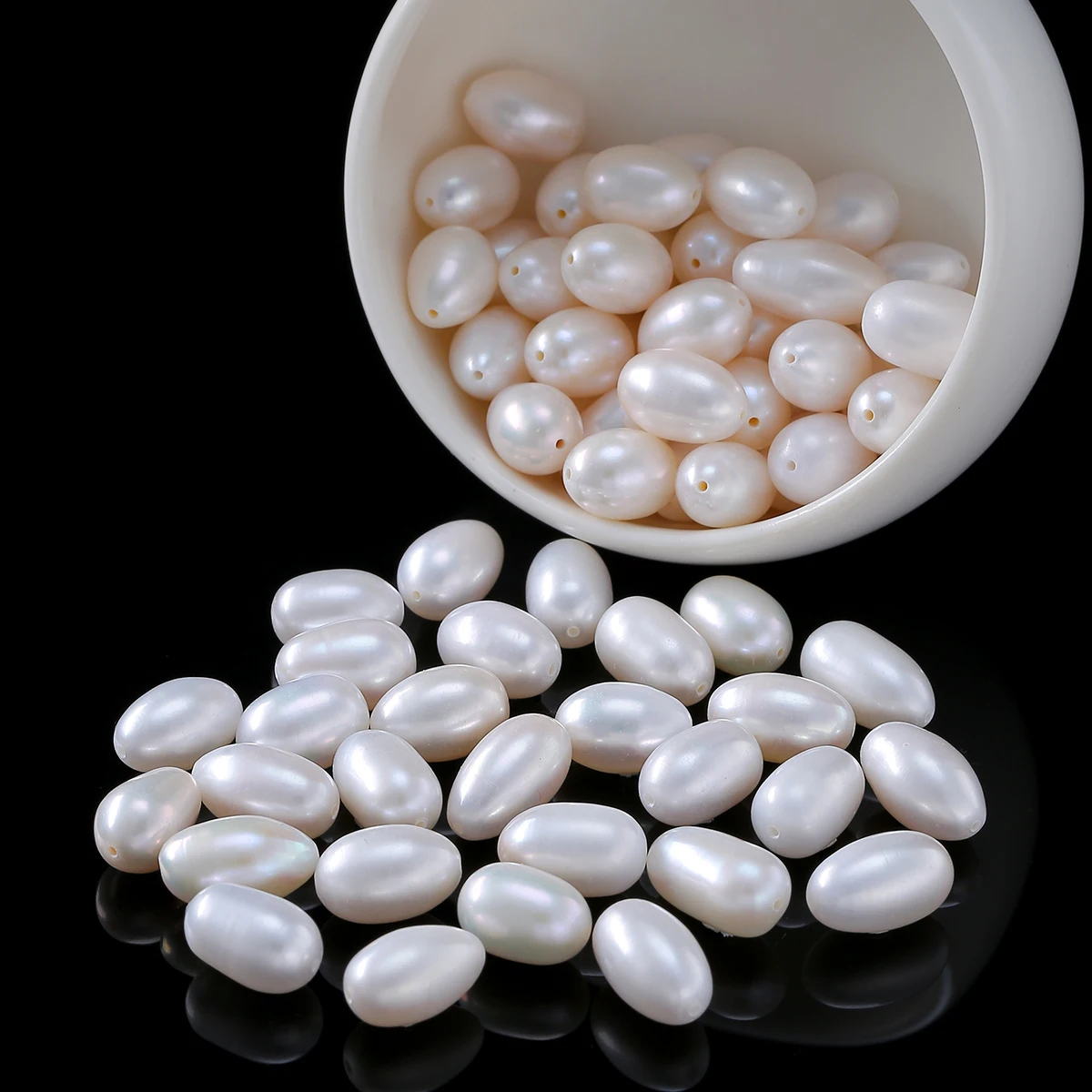 10Pcs/lot Natural White Freshwater Pearl Bead Rice Shape Loose Spacer Bead for Jewelry Making DIY Bracelet Necklace Accessories