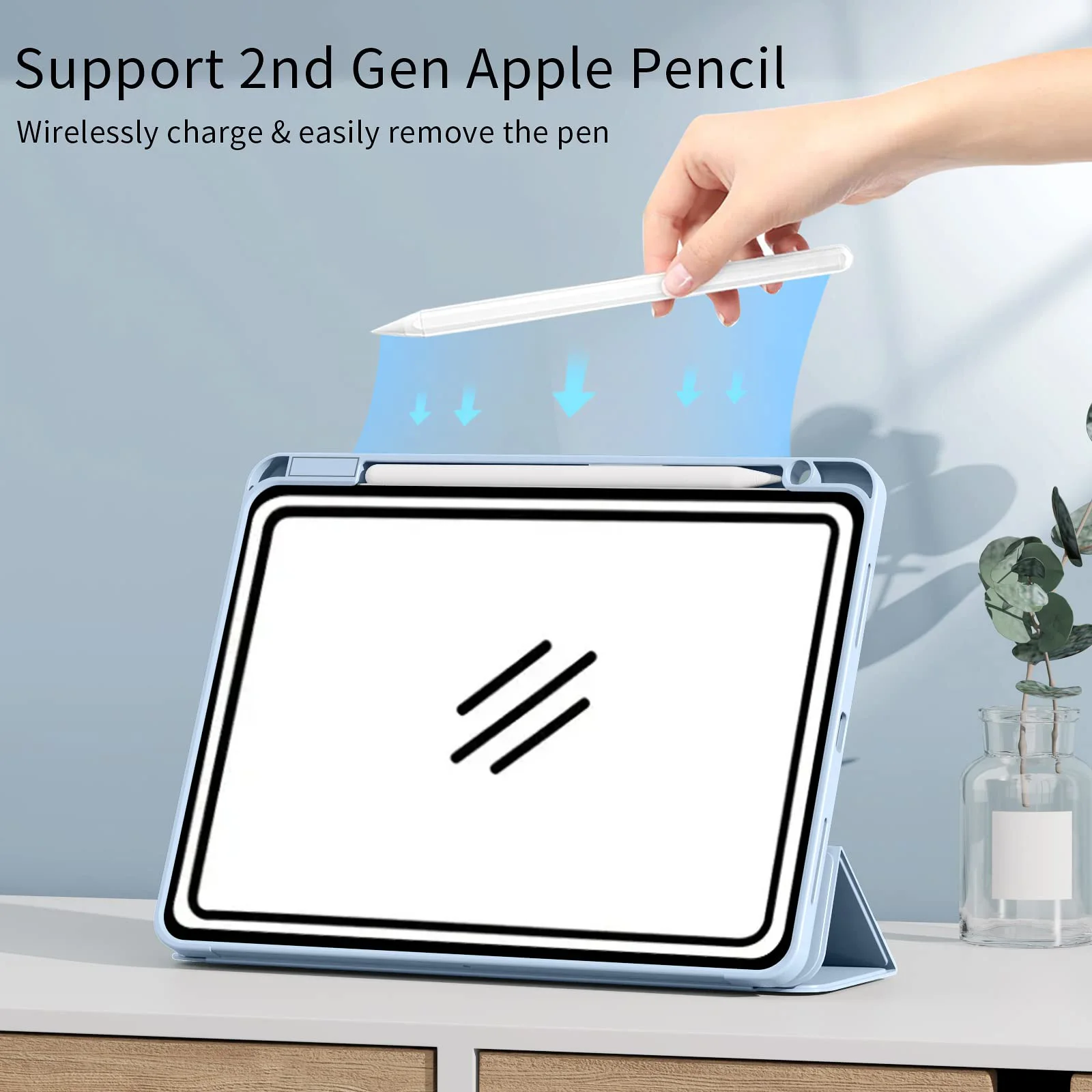 Case for iPad Pro 11 4th/3rd/2nd Generation 2022/2021/2020/2018 with Pencil Holder Slim Trifold Stand Smart Protective Cover