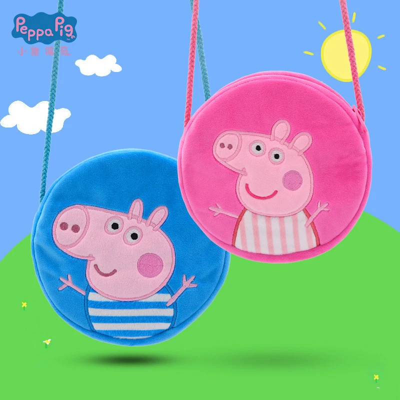 Peppa Pig pluszowa torba Crossbody dla dzieci okrągłe pluszowe torby George plecak przedszkolny kreskówkowa torba na ramię torebka na monety prezenty urodzinowe