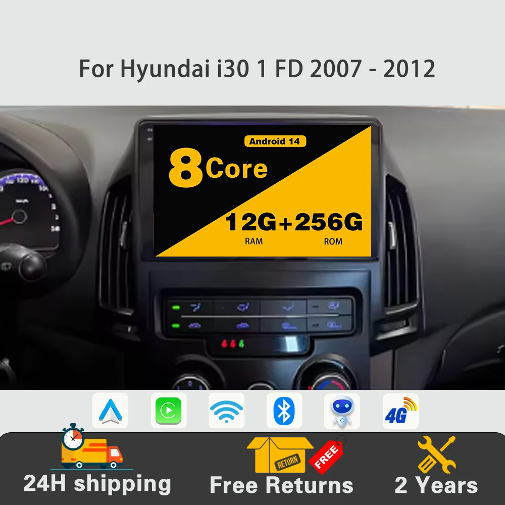 Android 14 autoradio lecteur multimédia stéréo Navigation GPS WIFI 4G HDR QLED sans fil Carplay pour
