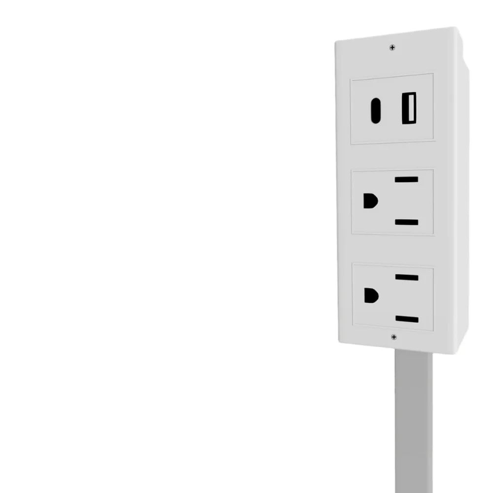 

Adjustable Length Electrical Outlet Extender 180° Swivel Flat Plug Power Socket Extender Stretchable Plug 2 AC USB-A&C