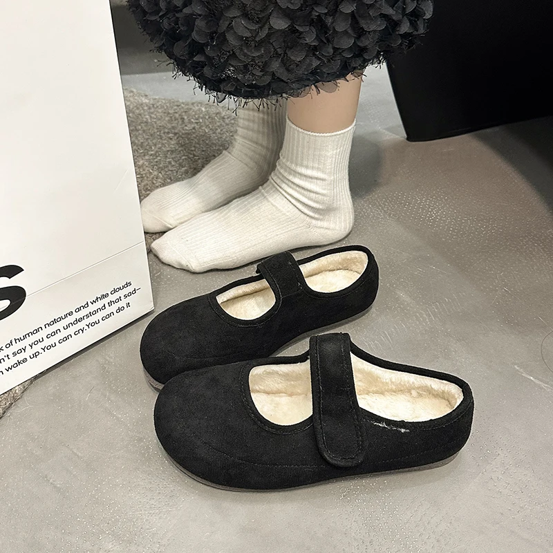 Vrouwelijke Schoenen Slippers Casual Slides Ondiepe Cover Teen Bont Slippers 2024 Luxe Pluche Mary Janes Retro Bont Schoenen Slippers Casua