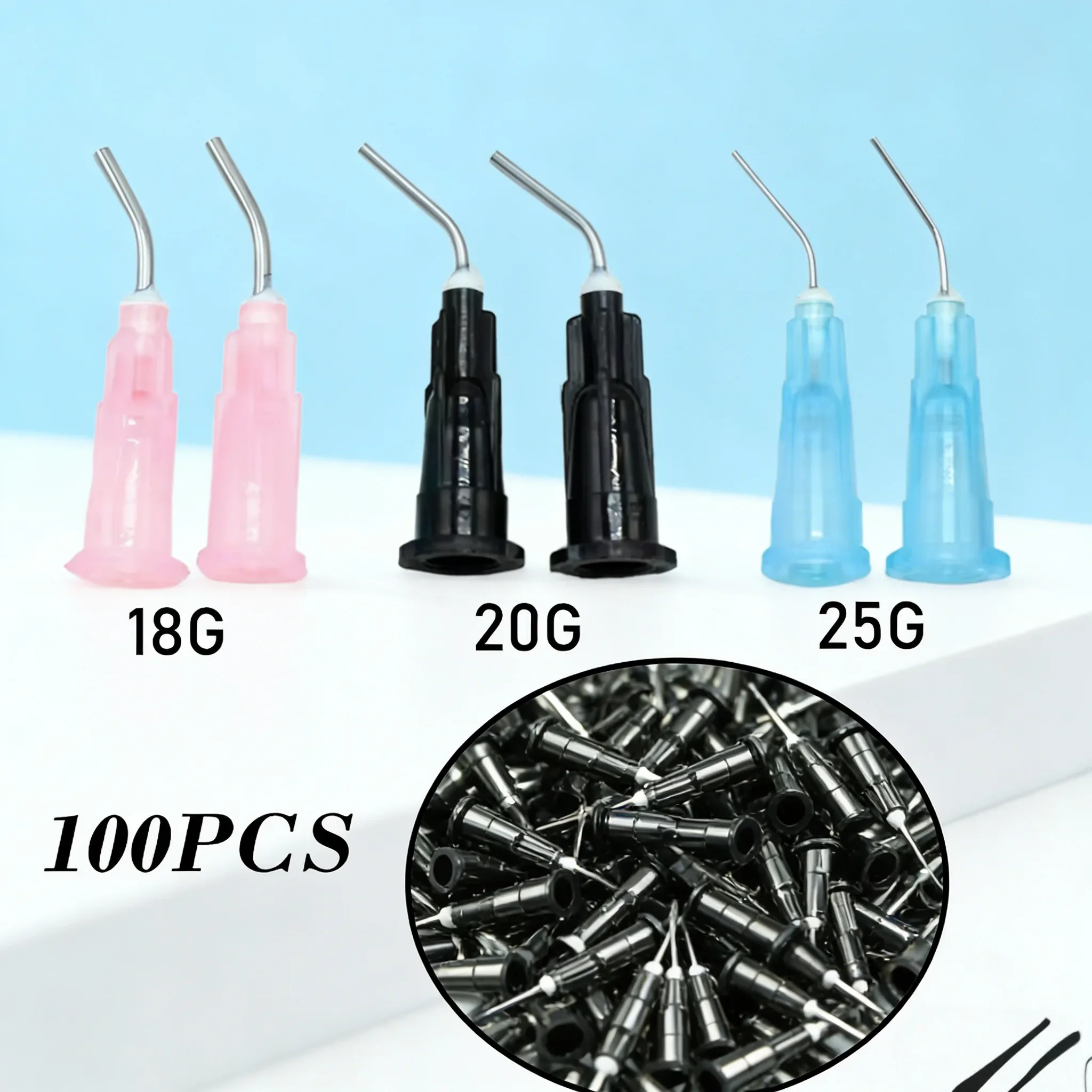 100pcs Dental Needle Tips for Resin Acid Reagent Delivery Syringe Tooth Cleaning Oral Care Probent Odontologia Dental Tools