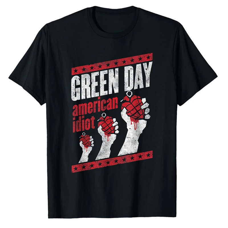 2025 جديد الأخضر يوم الفرقة 100% القطن تي شيرت مطبوع الرجال الصيف فضفاضة ومريحة زوجين ملابس بأكمام قصيرة الاتجاه