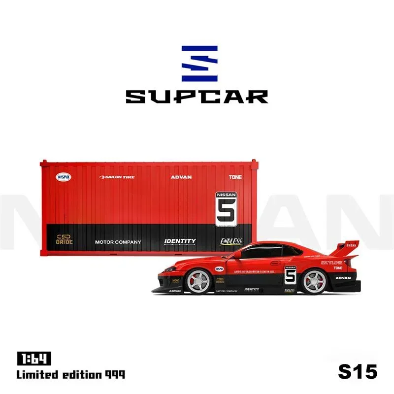

SUPCAR SC 1:64 S15 Red Black With container limited999 Diecast Model Car