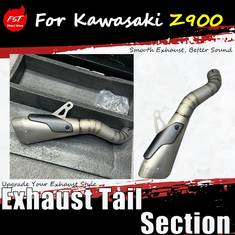 For Kawasaki Z900 FST Motorcycle Titanium Alloy Exhaust Tip Matched Stock Diameter Slip-On Racing Modified Parts