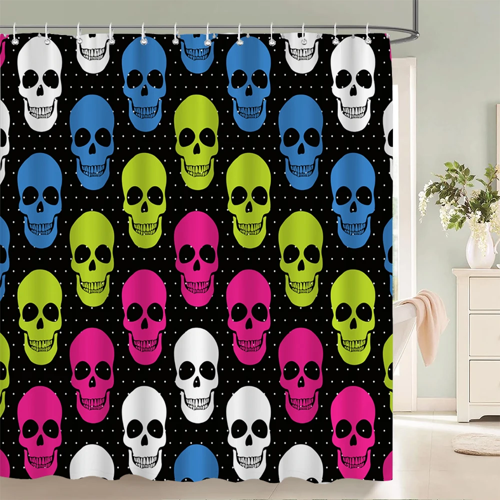 

1 pcs Flowers Skull Shower Curtains Waterproof Fabric Bath Curtains For Bathroom Bathtub Large Wide Bathing Cover With Hooks