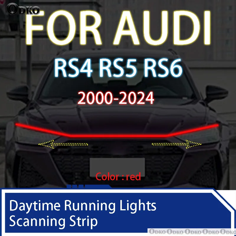 

ДЛЯ AUDI RS4 RS5 RS6 2000-2024 Новое обновленное декоративное освещение окружающей среды Светодиодные дневные ходовые огни Сканирование запуска капота автомобиля 12 В