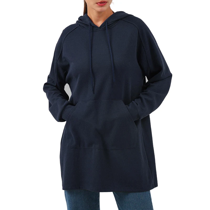 

Sean Tsing® Women's Oversized Sweatshirts Solid Color Long Sleeve with Kangaroo Pocket Dress Pullovers Loungewear Casual Hoodies