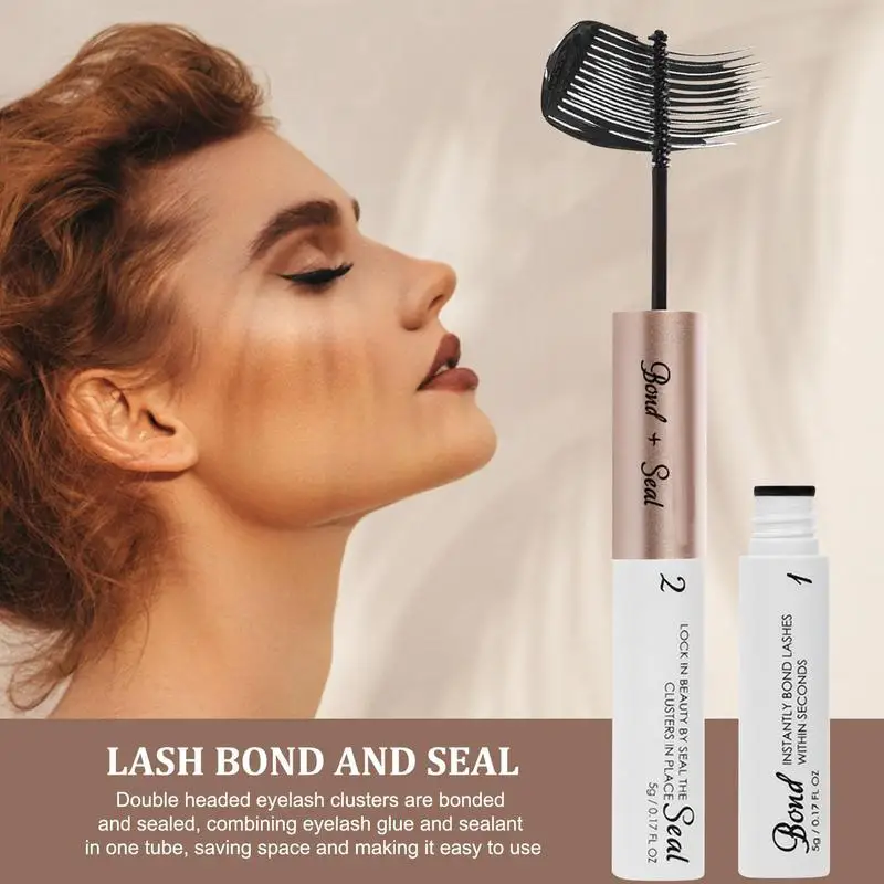 Lash Bond e Seal Kit de extensão para mulheres, cílios postiços, enxerte Cluster, cabeça dupla, secagem rápida, maquiagem