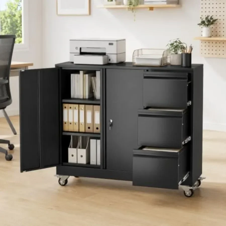 3 Drawer File Cabinet, Office Mobile Filing Cabinet, Printer Stand
