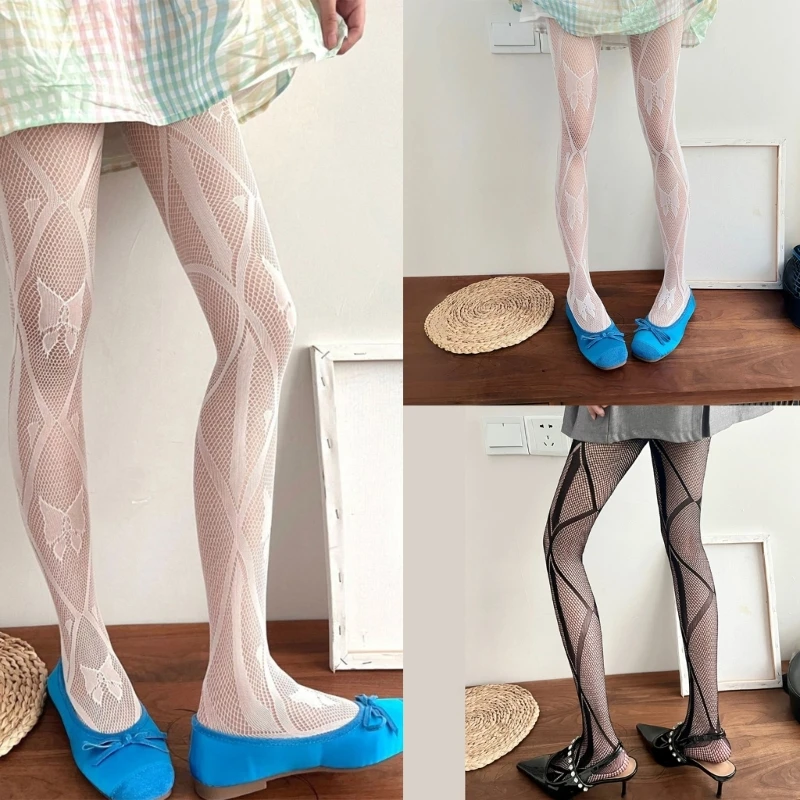 Trendy Sexy Fishnet Legwear with Diamond Butterfly Pattern Mesh Tights for Women