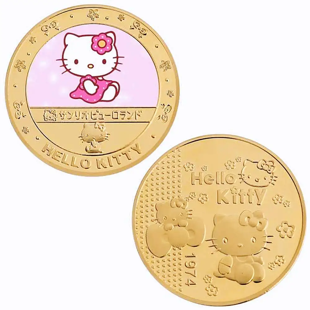 

Монета Hello Kitty, металлическая монета Hello Kitty Sanrio Tcg, памятные монеты в стиле аниме, коллекционные предметы, мультяшная медаль, детские игрушки, подарки, сувенир
