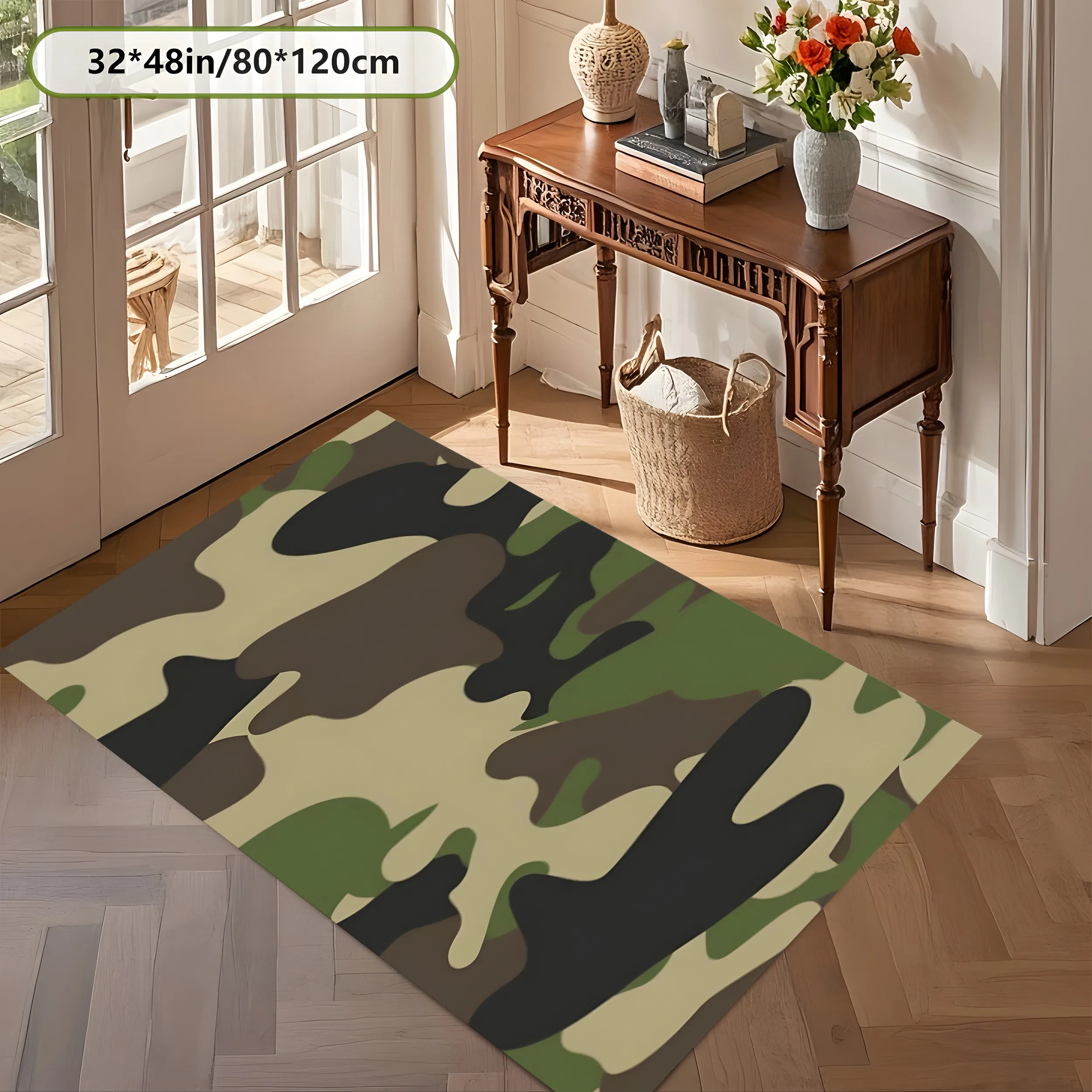 2D Carpet with Classic Camouflage Pattern for a Trendy and Cool Look in Living Room, Bedroom, and Relaxation Area