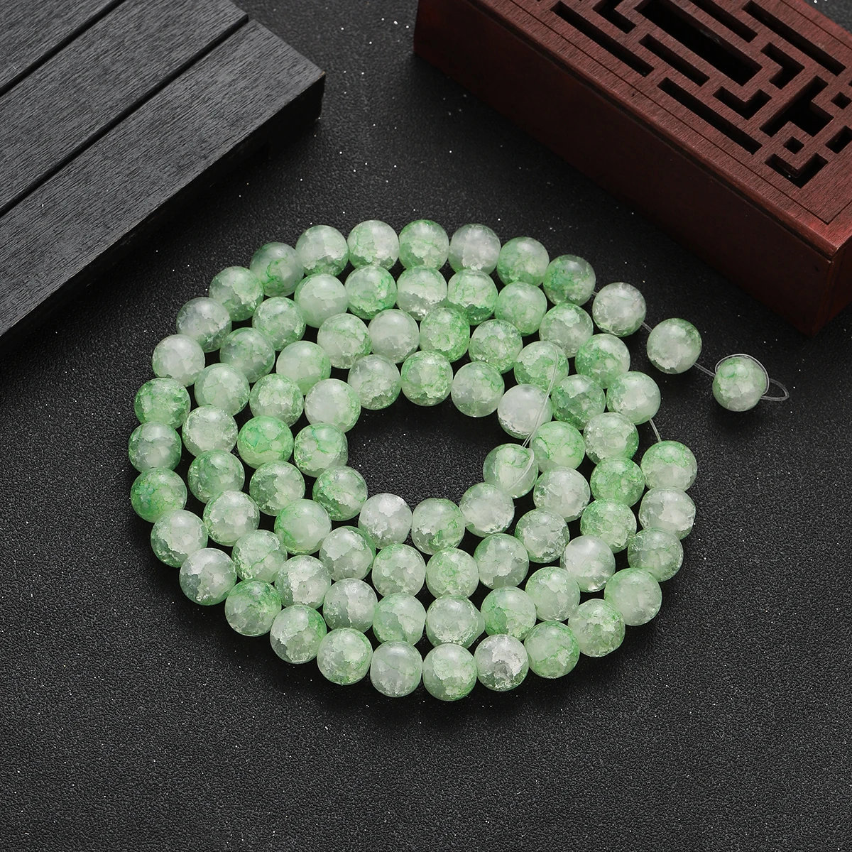 Natural Stone Light Color Crack Beads Round Loose Beads for Jewelry Making DIY Bracelets Accessories