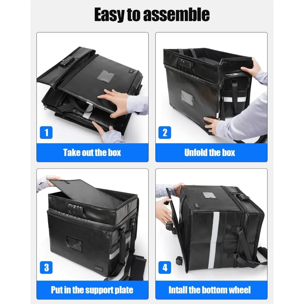 Rolling File Box, Fireproof Document Box with Wheels Multi-Layer Water-Resistant File Organizer Portable Cabinet Filing Cabinets