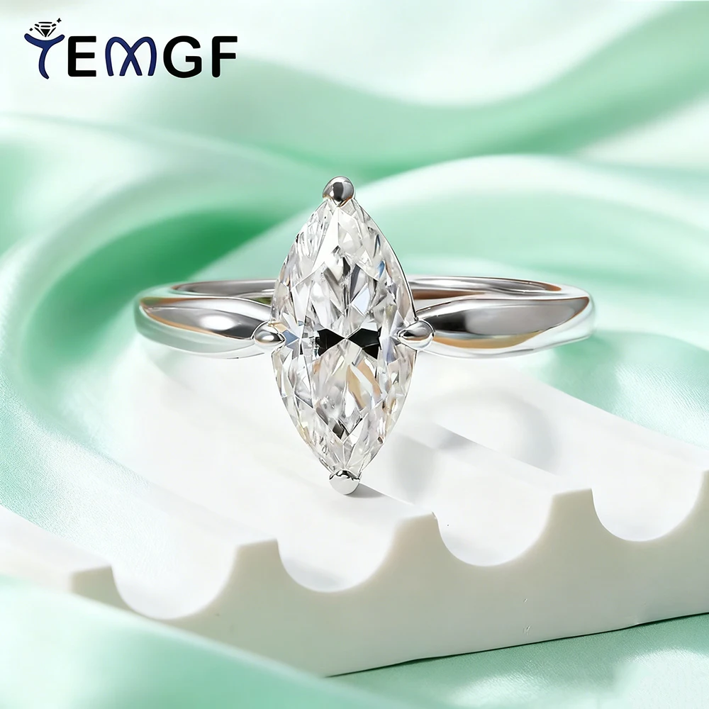 

TEMGF Moissanite Rings 1/2/3CT Marquise Cut 925 Sterling Silver Engagement Wedding Rings for Women Fine Jewelry Anniversary Gift