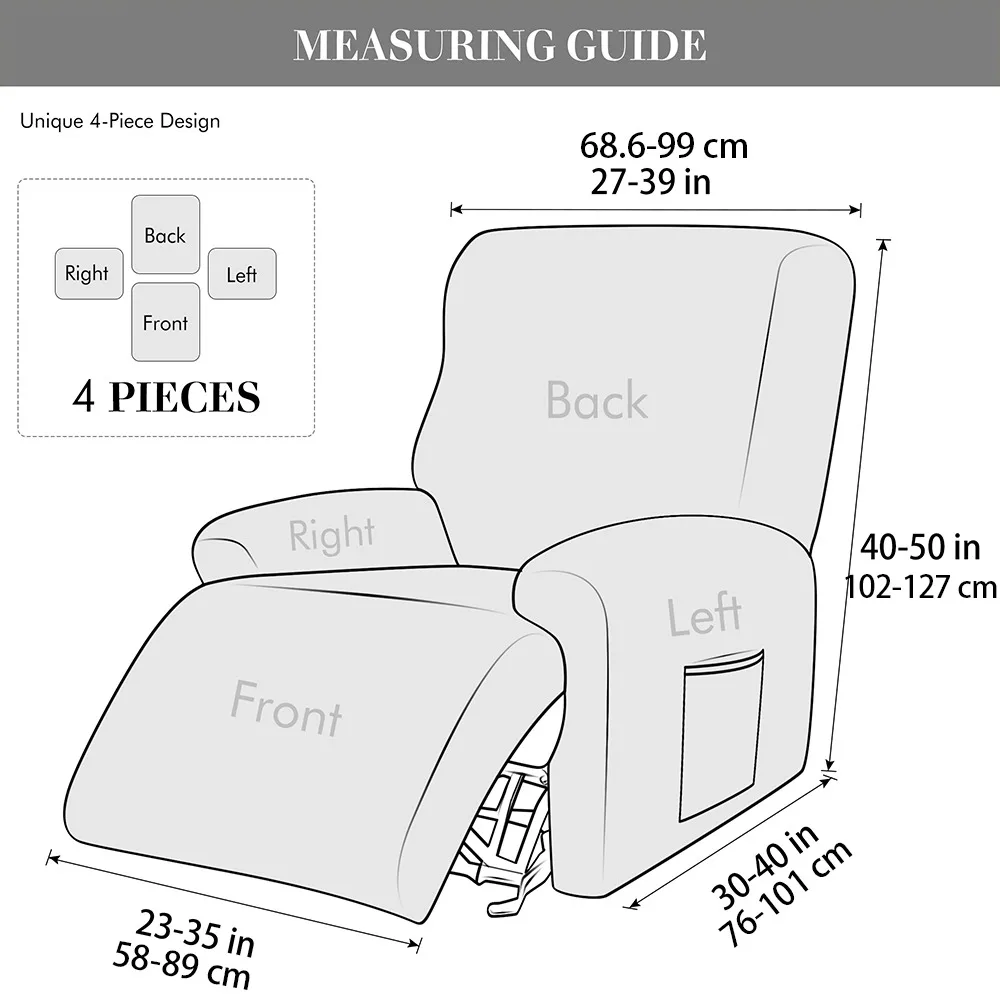4pcs/set Velvet Single Chaise Lounge Sofa Cover with Armrests Elastic and Soft with Storage Bag Living Room Single Sofa Cover