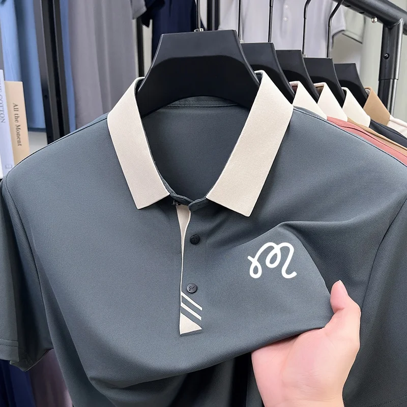 Light Luxury Exquisite Men's Original Printe POLO Shirt Cool Summer Lapel Short Sleeve T-Shirt Commuting High-End Men's Clothing
