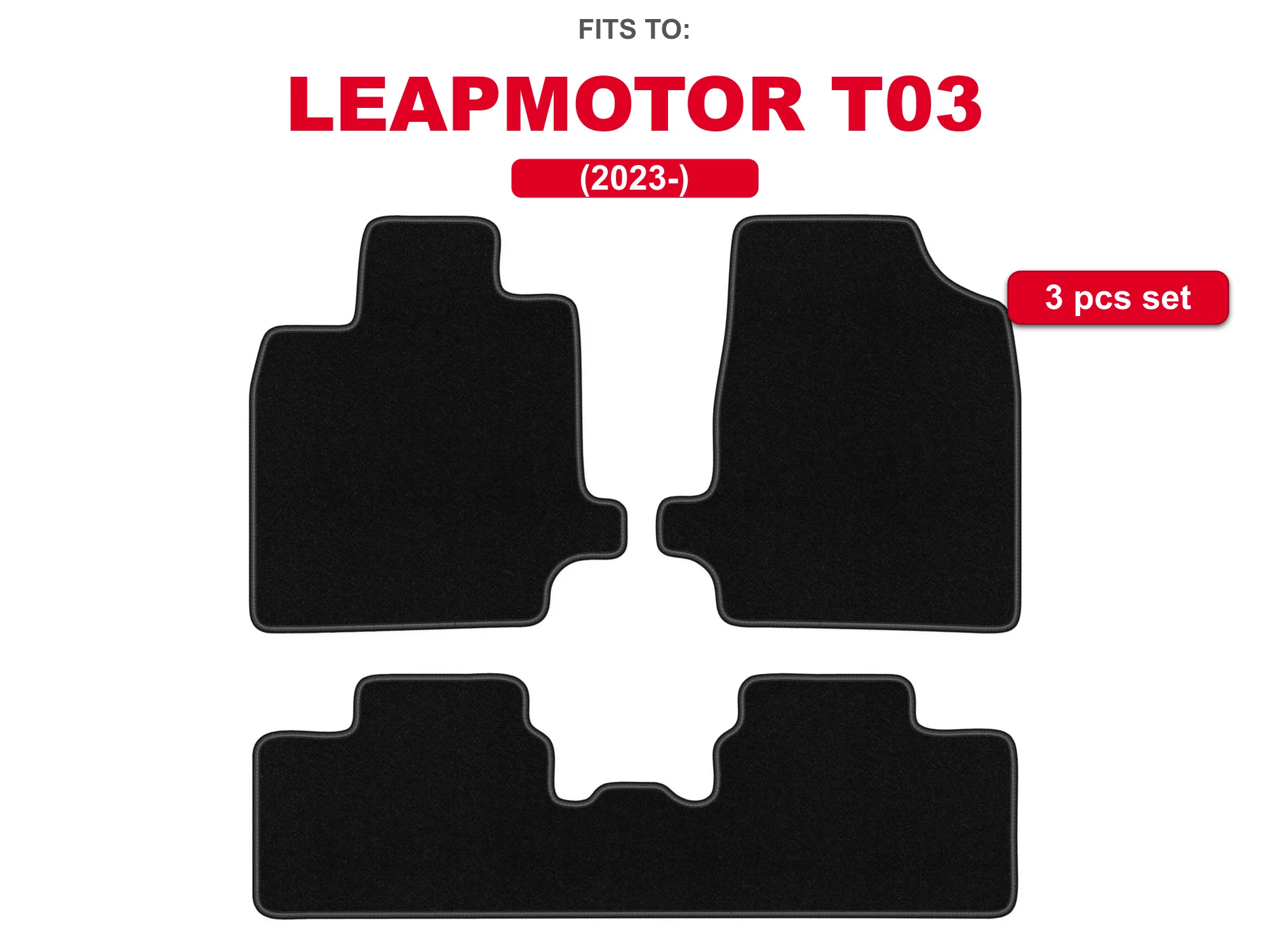Image of Auto-Velourmatten für: Leapmotor T03 2023- Schrägheck 5-Sitzer, Autoteppich-Set