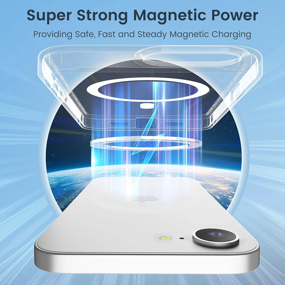 Strong Magnetic Magsafe Case For iPhone 16E 16 E Hybrid Shockproof Cover For Iphone SE 4 SE4 2025 Clear Hard Back Silicone Shell - náhled 4