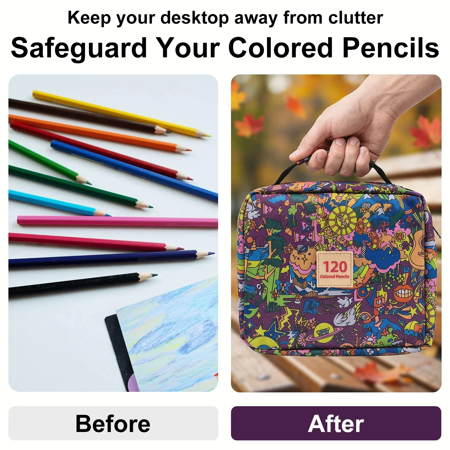 1pc 72/120/260-Slot Colored Pencil Case,with Zipper Closure,Multilayer Organizer for Artists,Pencil,Making It Portable