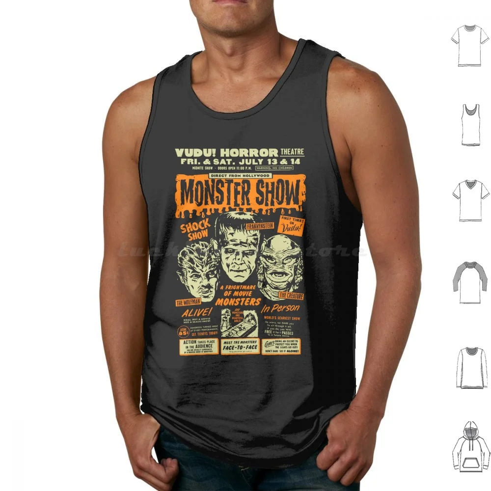 Horror Shock Show Tank Tops Print Cotton Frankenstein Dracula Universal Monsters Horror Monster Boris Bela Lugosi Halloween