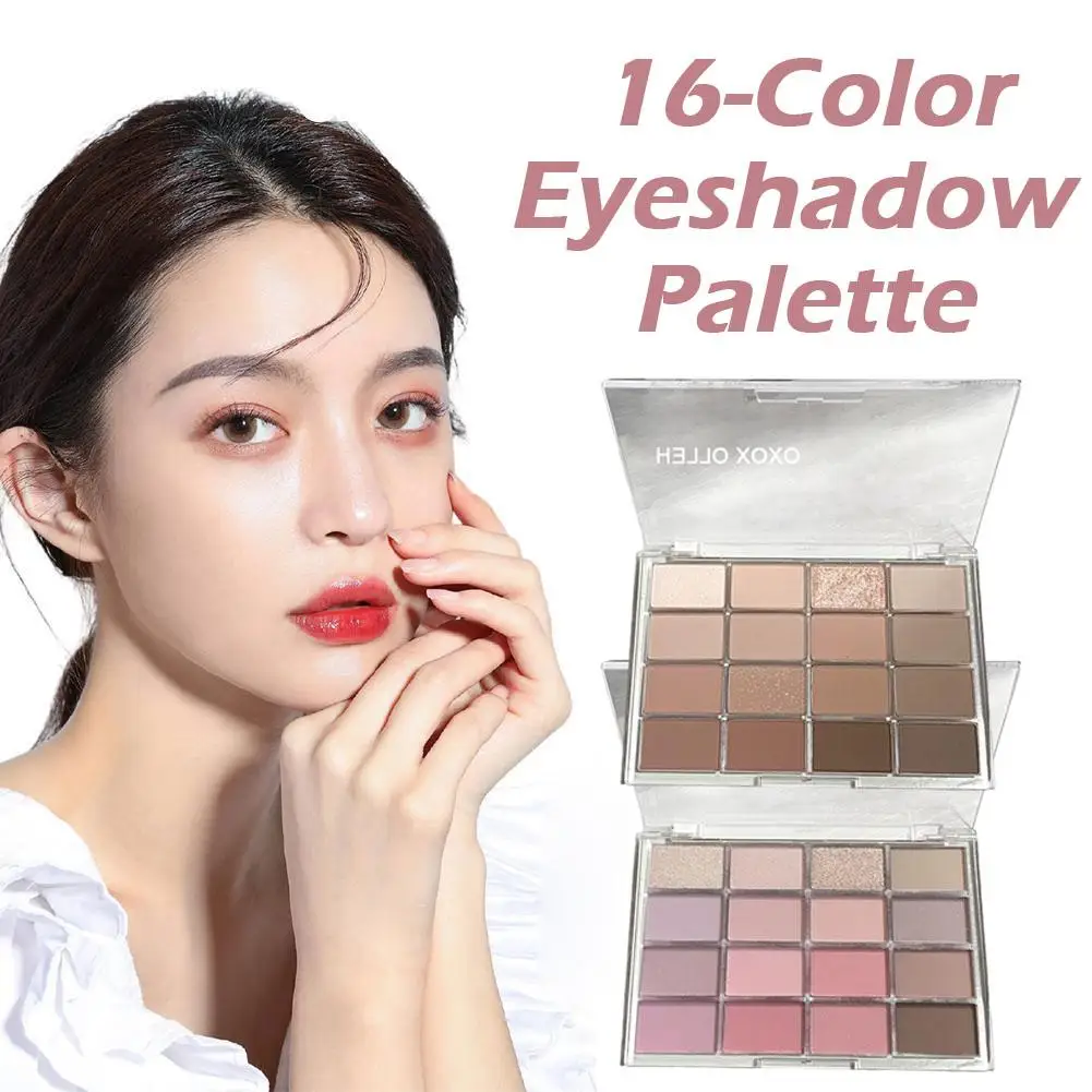 พาเลทอายแชโดว์16สีประกายด้านความเข้มต่ำอายแชโดว์สีน้ำตาลแวววาวติดทนนานอายแชโดว์ F5S8สีชมพู