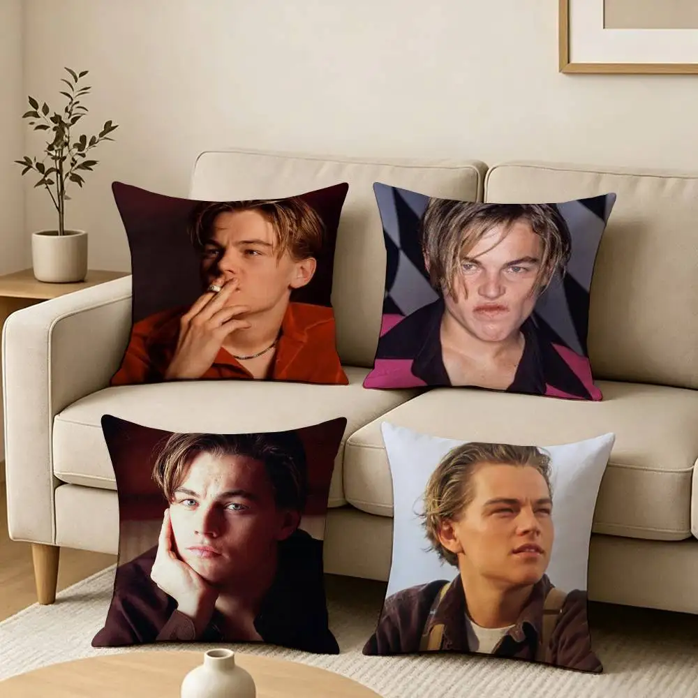 Famous Actor Young L-Leonardo Pillow Case Square Double-Sided Sofa Cushion Cover Bedroom Bedside Pillow