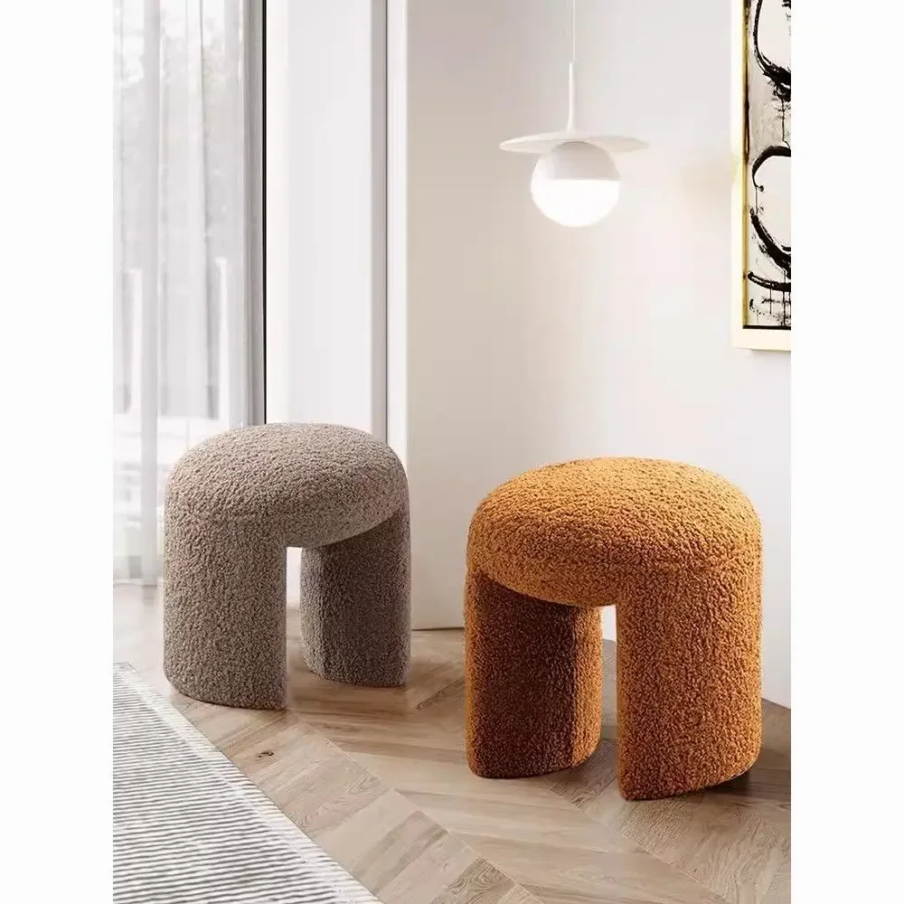 

Nordic round stool simple home bedroom shoe changing stool ins dressing makeup sofa cute Internet celebrity stool