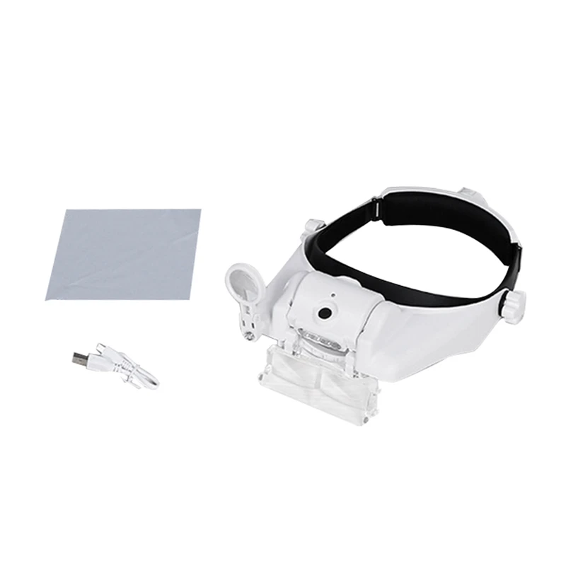 ABSJ-USB 충전식 안경 루페 시계 제조 업체 수리 도구 LED 헤드 밴드 돋보기 1.5X 2X 2.5X 3X 3.5X 8X