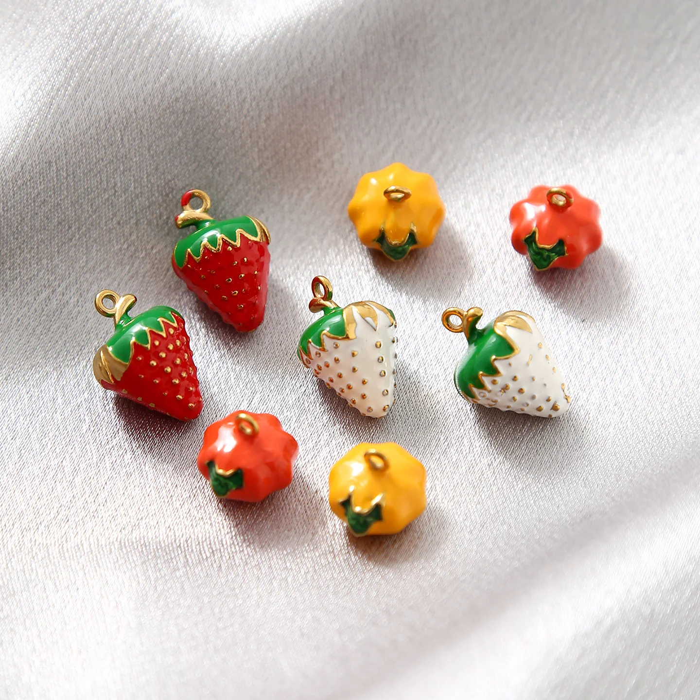 

5 шт. модные эмалированные подвески из нержавеющей стали с клубникой и тыквой, подвески для DIY ожерелья, серьги, ювелирные изделия, подарки на Хэллоуин