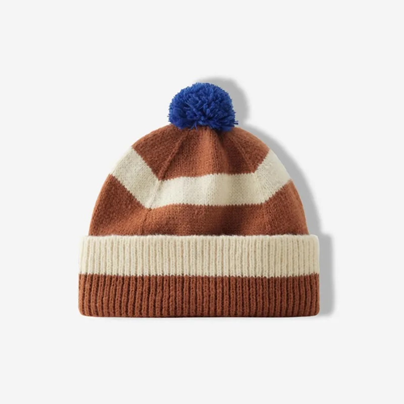 Advanced Striped Contrasting Knitted Hat For Women In Autumn And Winter, Korean Style Trendy Couple Versatile Woolen Hat 3