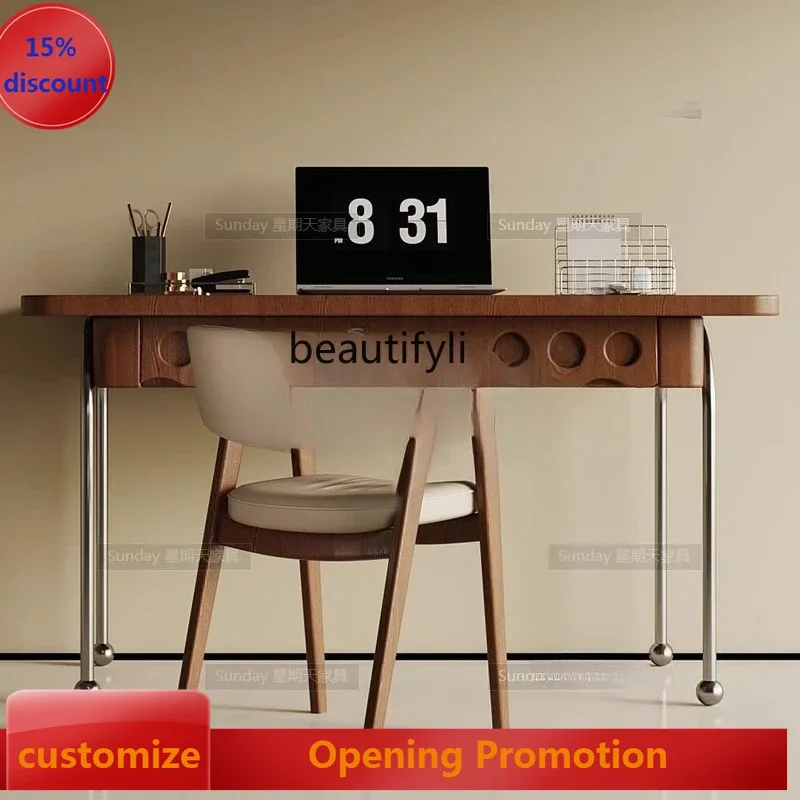 

ss8350 Modern personalized desk living room against the wall antique metal leg writing table