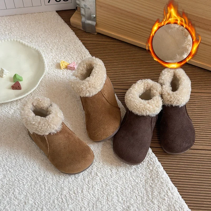 

Children Short Boots for Girls 2025 Winter New Fashion Korean Style Soft Bottom Anti-slippery Versatile Catwalk Keep Warm Shoes