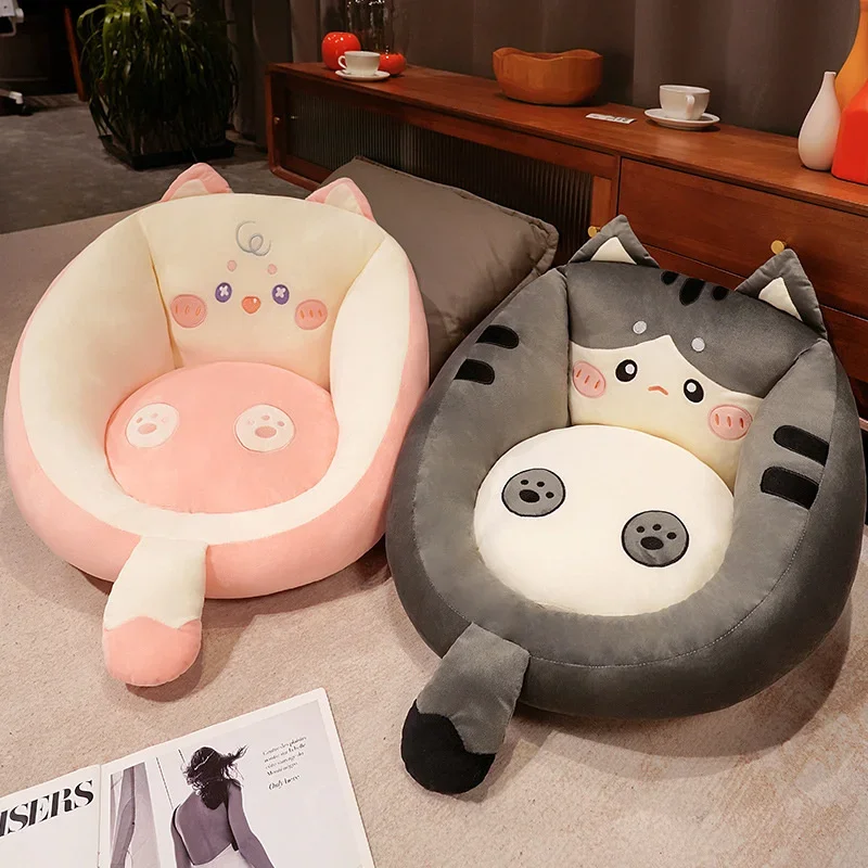 50/55cm Home Cushion Cat Chair One-piece Cushion Office Work Student Seat Back Cushions Lovely Soft Pillow Backrest Mats Textile