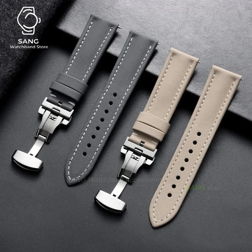 18mm 19mm 21mm 20mm 22mm Schnellverschluss-Segeltucharmband mit Butterfly-Schnalle für Herren und Damen, Wasserdichtes Canvas-Nylon-Uhrenarmband – Detail 13