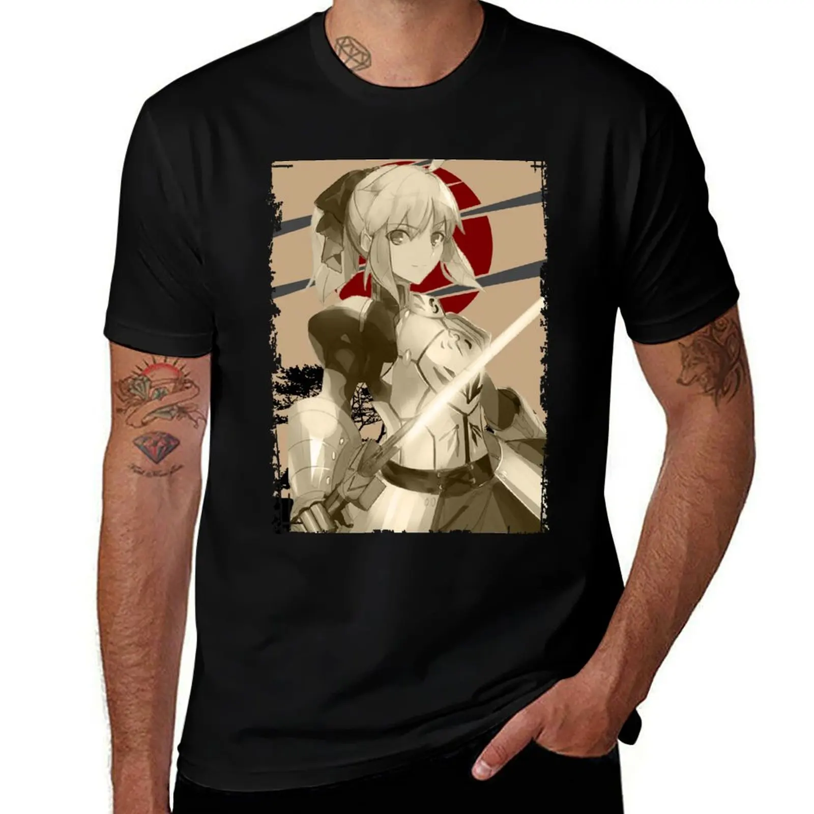 

Design 100% man Retro Saber Fate Feito t T-Shirt men t cotton Fate/Zero Landscape shirt Zero Zero graphic shirts T-Shirt
