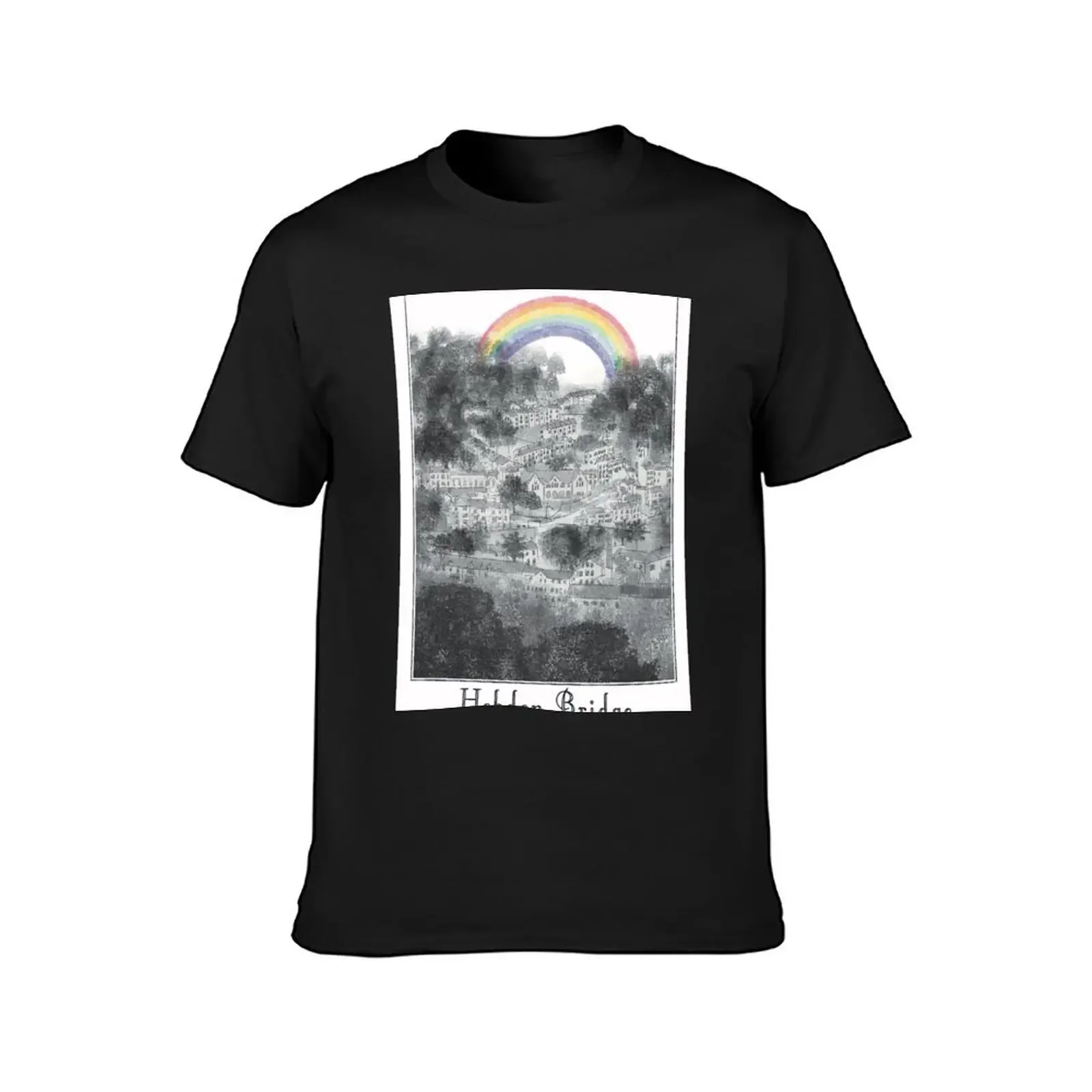 Hebden Bridge Poster - monochrome T-Shirt tops shirts graphic tee oversized t shirts for men